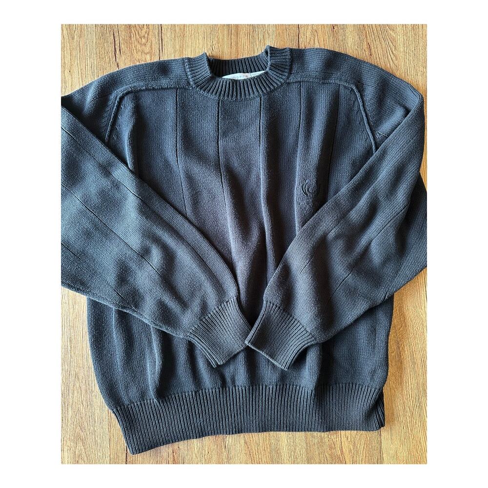 Liz Claiborne Vtg Black Chunky Sweater Men's Size Large